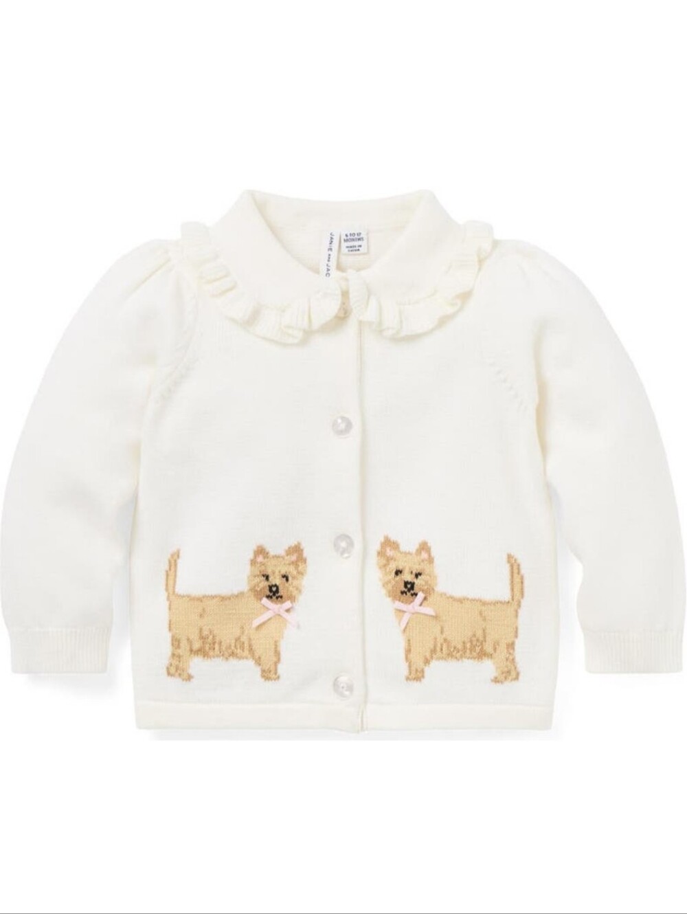 Janie and Jack Baby Dog Ruffle Collar Cardigan 3-6 Months